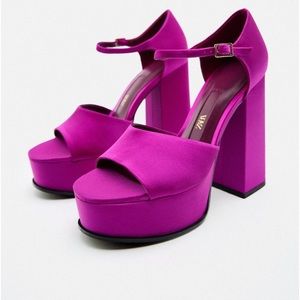 Zara chunky satin platform pumps size 38EU/7.5US NWT